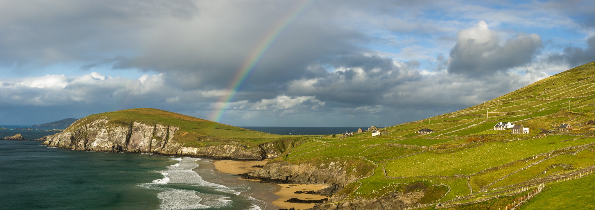 Fine art landscape photography print: Emerald Isles: Rainbow Above Dunmore Head